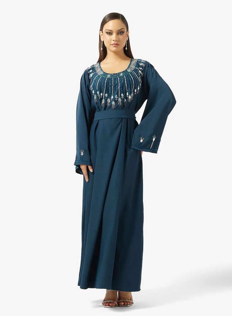 hayas closet  Embellished Belted Jalabiya for Women | Best Price UAE